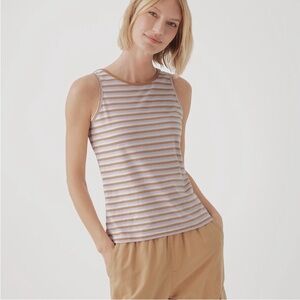 Pact Purple Orange Soho Stripe Organic Cotton Softspun Tank Top XS